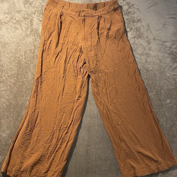 A New Day Pants Womens 16 Burnt Orange Wide Leg Stretch High Rise Lagen Modest - Picture 1 of 7